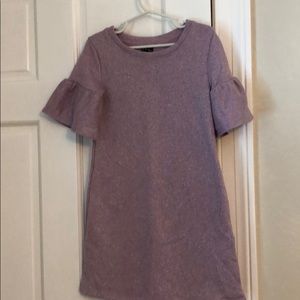 Purple short sleeve ruffle dress